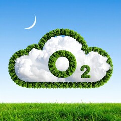 O2 cloud of green foliage hovers over grassy field