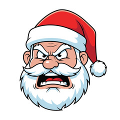 Cartoon Santa Claus Head Vector with an Angry Expression for festive designs