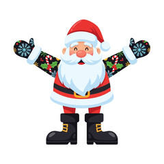 Joyful Santa Claus Spreading Holiday Cheer with Open Arms and Festive Attire