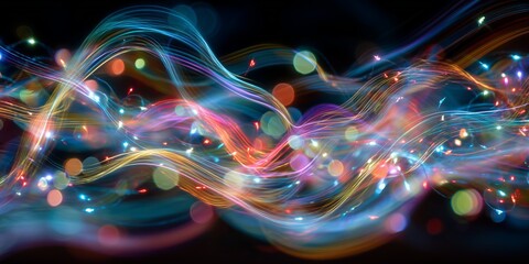 Abstract Light Painting with Twinkling Christmas Fairy Lights