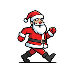 Festive cartoon santa illustration joyfully stepping out for christmas season greetings