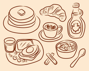 Breakfast Doodles in Hand-Drawn Style for Café Menu Design