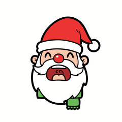 Whimsical santa claus cartoon illustration with cheerful expression and festive colors