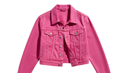 Brightly colored garment styled like classic outerwear against a solid dark background