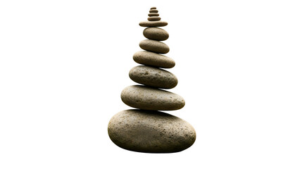 Tall stack of smooth stones balanced against a white background