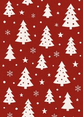 Fototapeta premium Festive red Christmas tree pattern