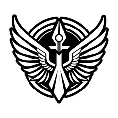 Filled style icon depicting a feather logo