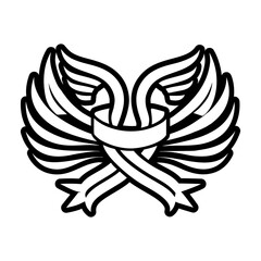 Filled style icon depicting a wings crest