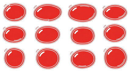 A collection of red oval speech bubbles, a versatile graphic element concept for communication