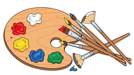 Artistic Palette and Paintbrushes A Colorful Combination for Creative Expression
