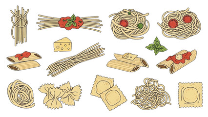 Delicious Pasta Assortment A Colorful Collection of Various Pasta Shapes
