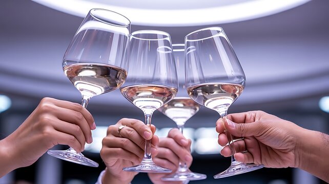 Elegant Champagne Toast Close-Up with Bubbly Flutes and Soft Lighting - Powered by Adobe