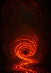 Fototapeta premium Fiery vortex in dark cave
