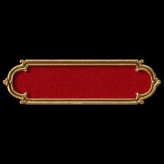 Luxurious 3D-rendered banner in red and gold tones with intricate details, perfect for festive invitations, elegant announcements, and decorative designs.