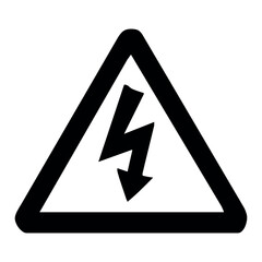 A black triangle with a black lightning bolt symbol inside on a white background warning of electrical hazard