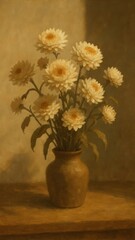 Obraz premium Vintage floral vase art wallpaper for mobile