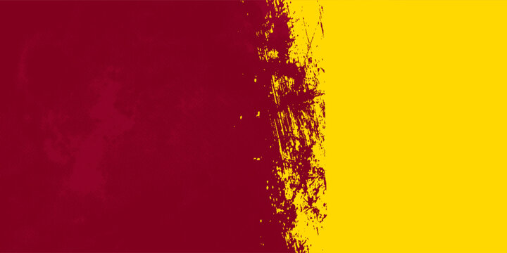 Vector background with burgundy and yellow gold grunge texture. Abstract two tone design, rough brushstroke divide. Ideal for bold banners, classic themes or sports concepts