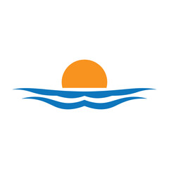 Horizontally Stretched Minimal Wave Beneath A Clean Circular Sun Symbol