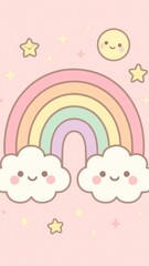 Cute pastel rainbow clouds mobile wallpaper