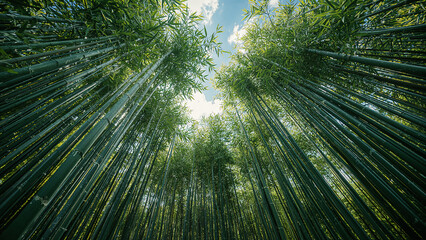 Tall Green Bamboo Forest Reaching Skyward Natural Background
