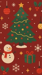 Naklejka premium Festive holiday-themed mobile wallpaper