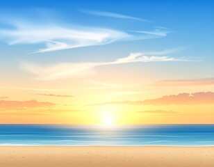 Obraz premium Sky Blue,Cloud Background,Horizon Summer Clear Sky over sea beach,Vector landscape
