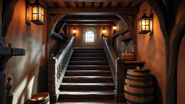 t-shaped medieval dungeon intersection with carved stone walls, torches and debris on the floor. realistic 3d fantasy environment with dramatic light transitions.