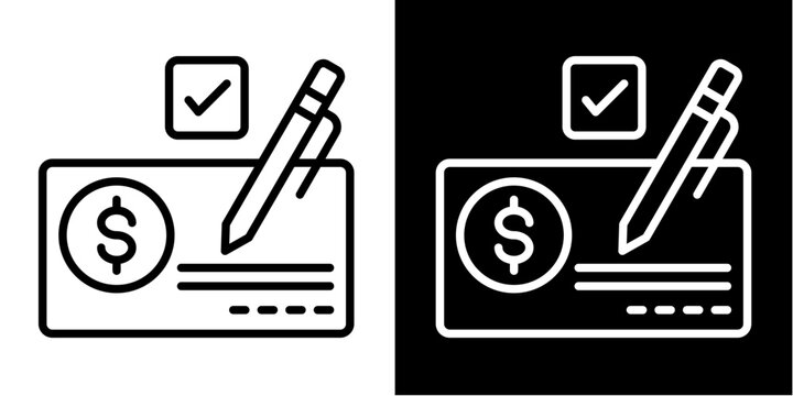 Check Payment  Icon Set White Style Collection
