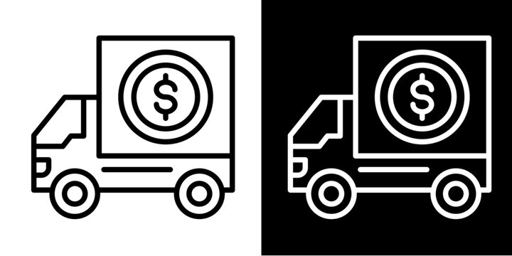 Cash Delivery Truck  Icon Set White Style Collection

