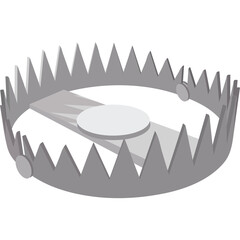Metal Animal Trap With Sharp Jagged Teeth On A Transparent Background