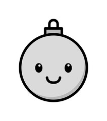 Silberne kawaii Christbaumkugel