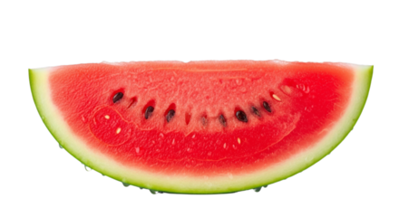 Red Watermelon Slice, Juicy Summer Fruit Isolated on Transparent Background