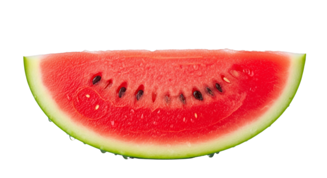 Red Watermelon Slice, Juicy Summer Fruit Isolated on Transparent Background