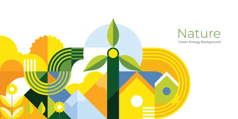 Sustainable Green Energy Landscape with Wind Power and Eco-Friendly Elements