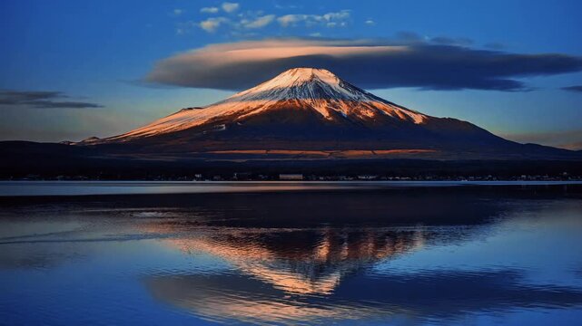 mt fuji at sunset