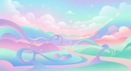 Whimsical Dreamscape of Pastel Clouds and Enchanting Rainbows