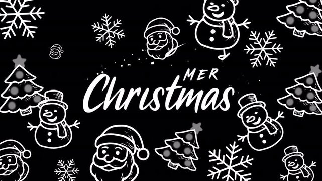 A Carol of Merry Holly Doodle Snow carries elf trails and reindeer marks for greeting clips, branding animations, seasonal promos, winter visual designs, and creative motion art