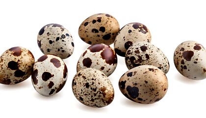 Isolated quail eggs.  Quail egg collection against a clear backdrop