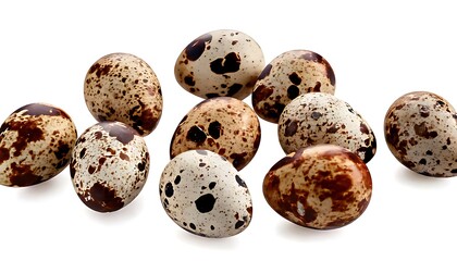 Isolated quail eggs.  Quail egg collection against a clear backdrop