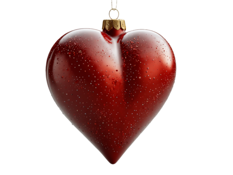 Glossy Red Heart Christmas Ornament. Generative Ai