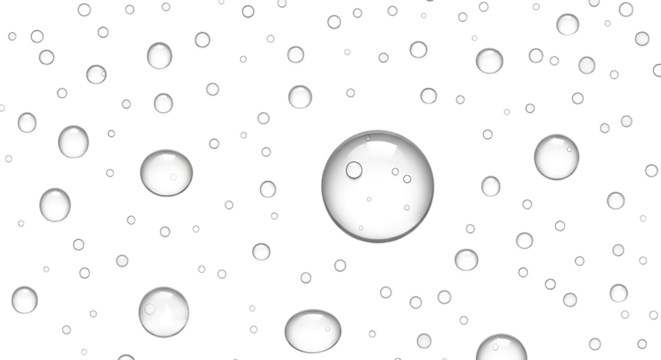 Abstract glowing oval shapes and small dots scattered in a dark void isolated on transparent background