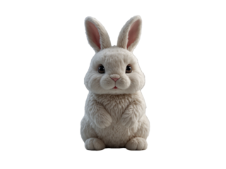 Fluffy White Rabbit Plush Toy. Generative Ai
