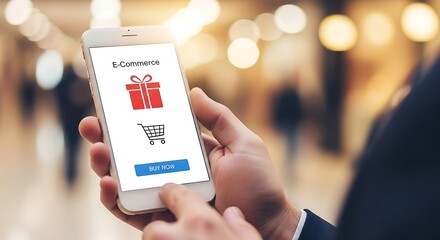 Online Shopping on Mobile Phone with Gift and Cart.