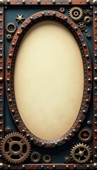 Circular metallic frame, vintage gears & cogs Retro industrial design , sprocket, factory, bronze