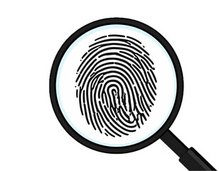 Isolated Fingerprint under Magnifying Glass Crime Investigation