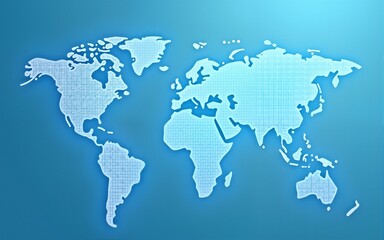 Obraz premium A light blue background with a digital world map and global network connections, representing the concept of international business or connectivity Generative AI. High quality