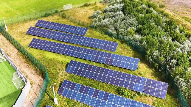 Aerial View of Solar Panel Array in Scottish Countryside