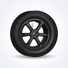 Obraz premium Sleek Black Car Tire - Automotive Design and Performance.