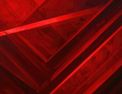 Abstract red geometric shapes overlayed with textured planes - Powered by Adobe