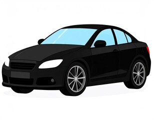 Fototapeta premium Sleek Black Sedan - A Modern Automotive Illustration.